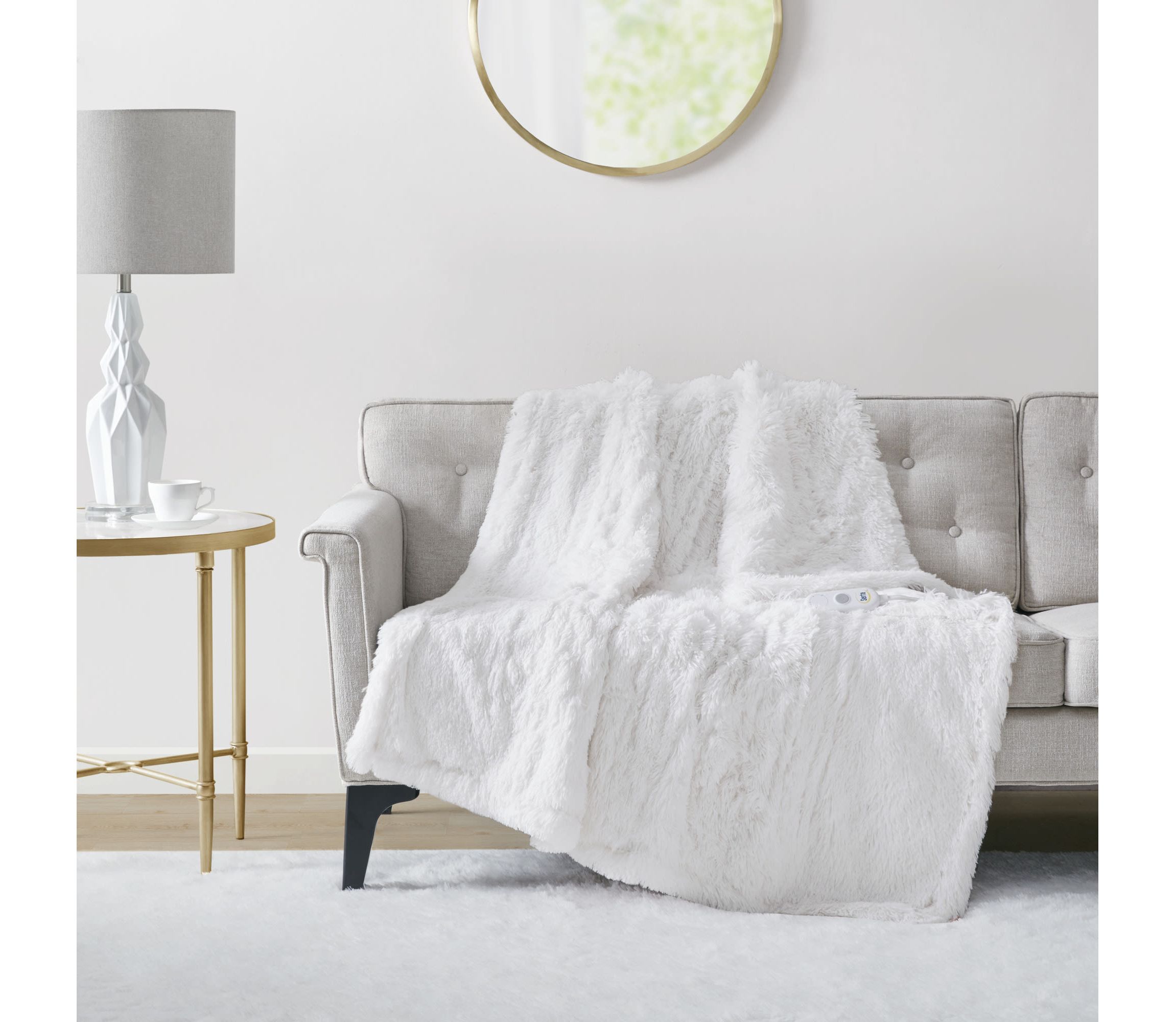 Malea Heated Shaggy Faux Fur Heated Throw