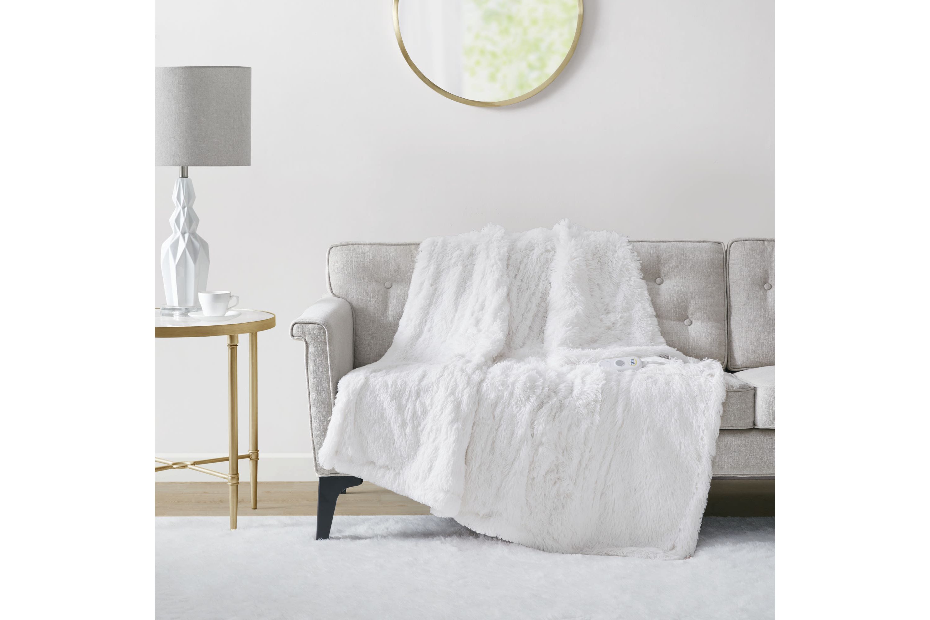Malea Heated Shaggy Faux Fur Heated Throw