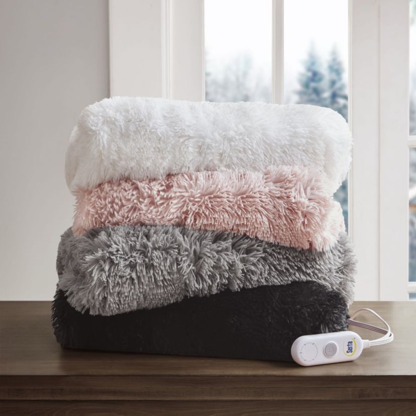Malea Heated Shaggy Faux Fur Heated Throw
