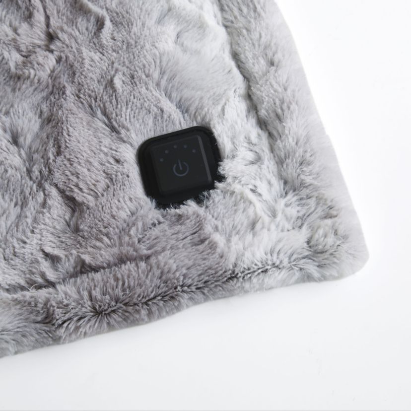 Zuri Faux Fur Heated Wrap with Built-in Controller