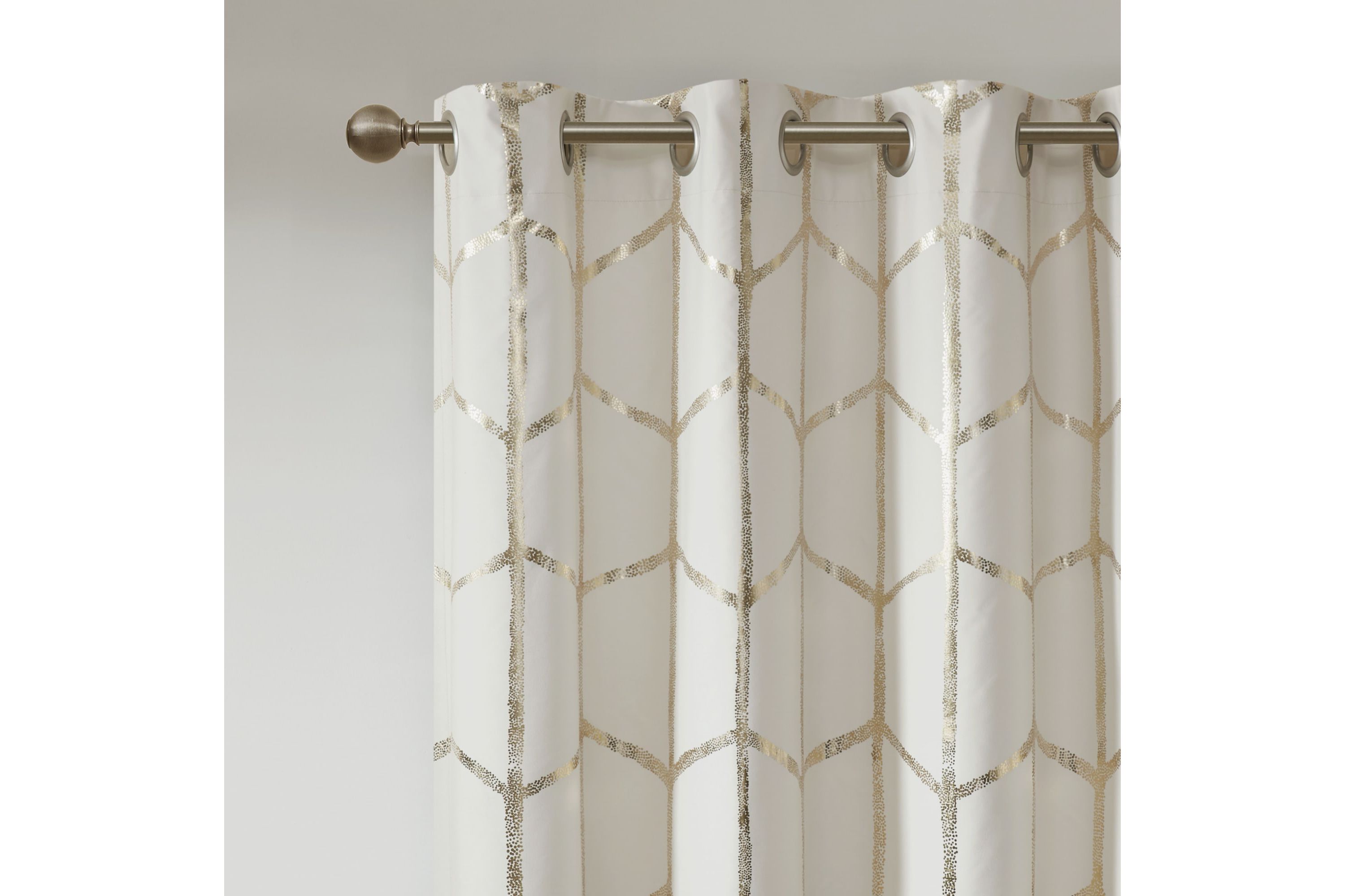 Raina Total Blackout Metallic Print Grommet Top Curtain Panel Pairs