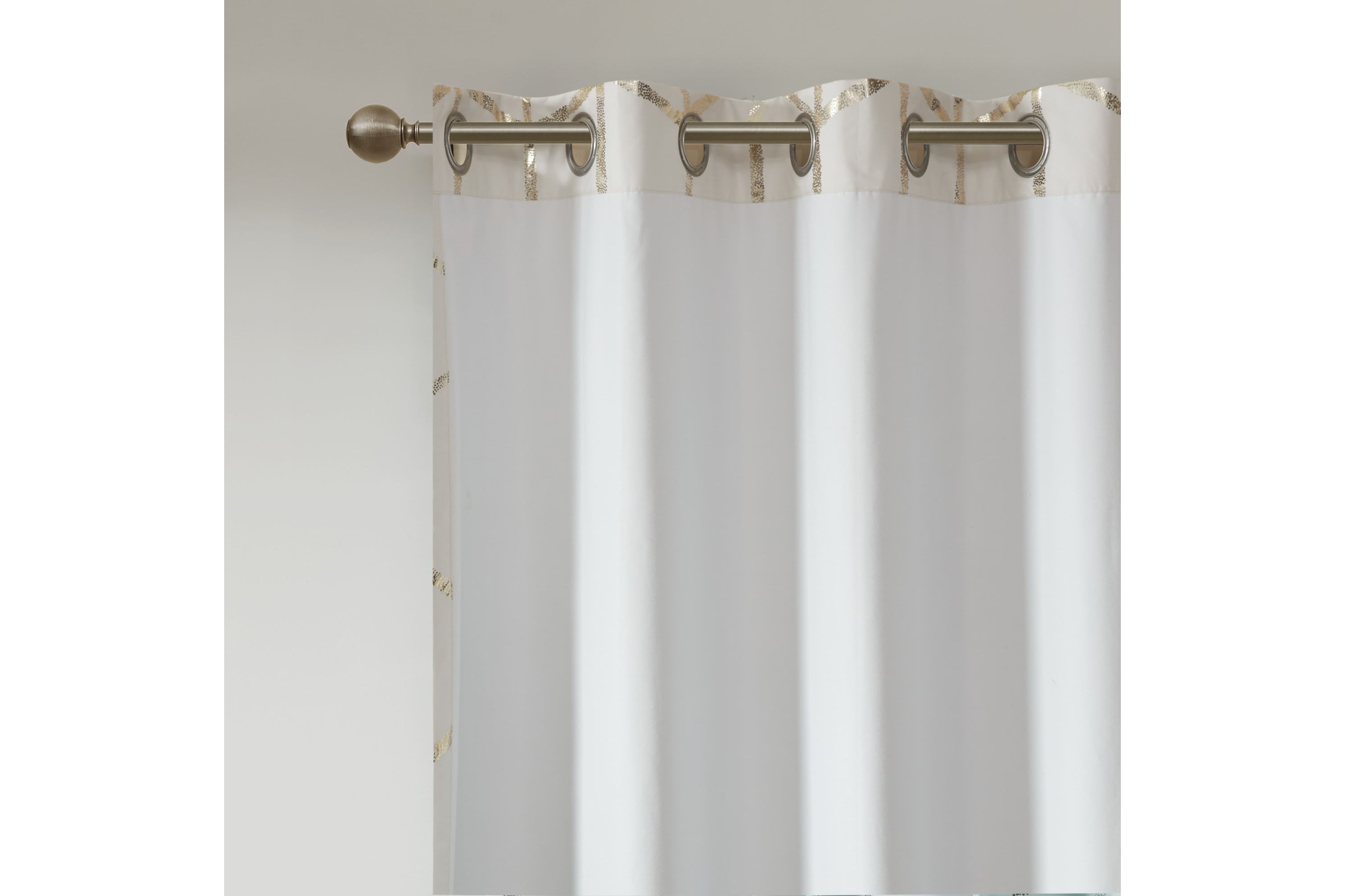 Raina Total Blackout Metallic Print Grommet Top Curtain Panel Pairs