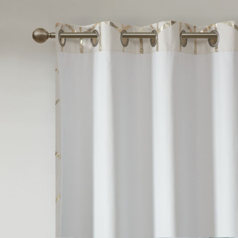 Raina Total Blackout Metallic Print Grommet Top Curtain Panel Pairs