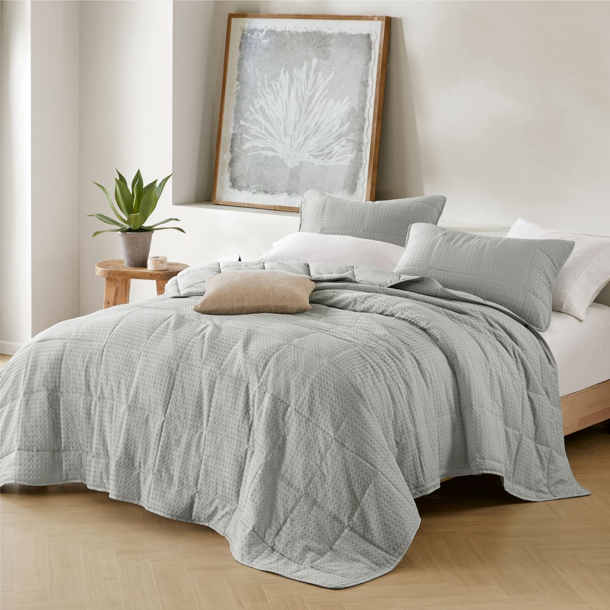 Mina Waffle Weave Textured Quilt Set