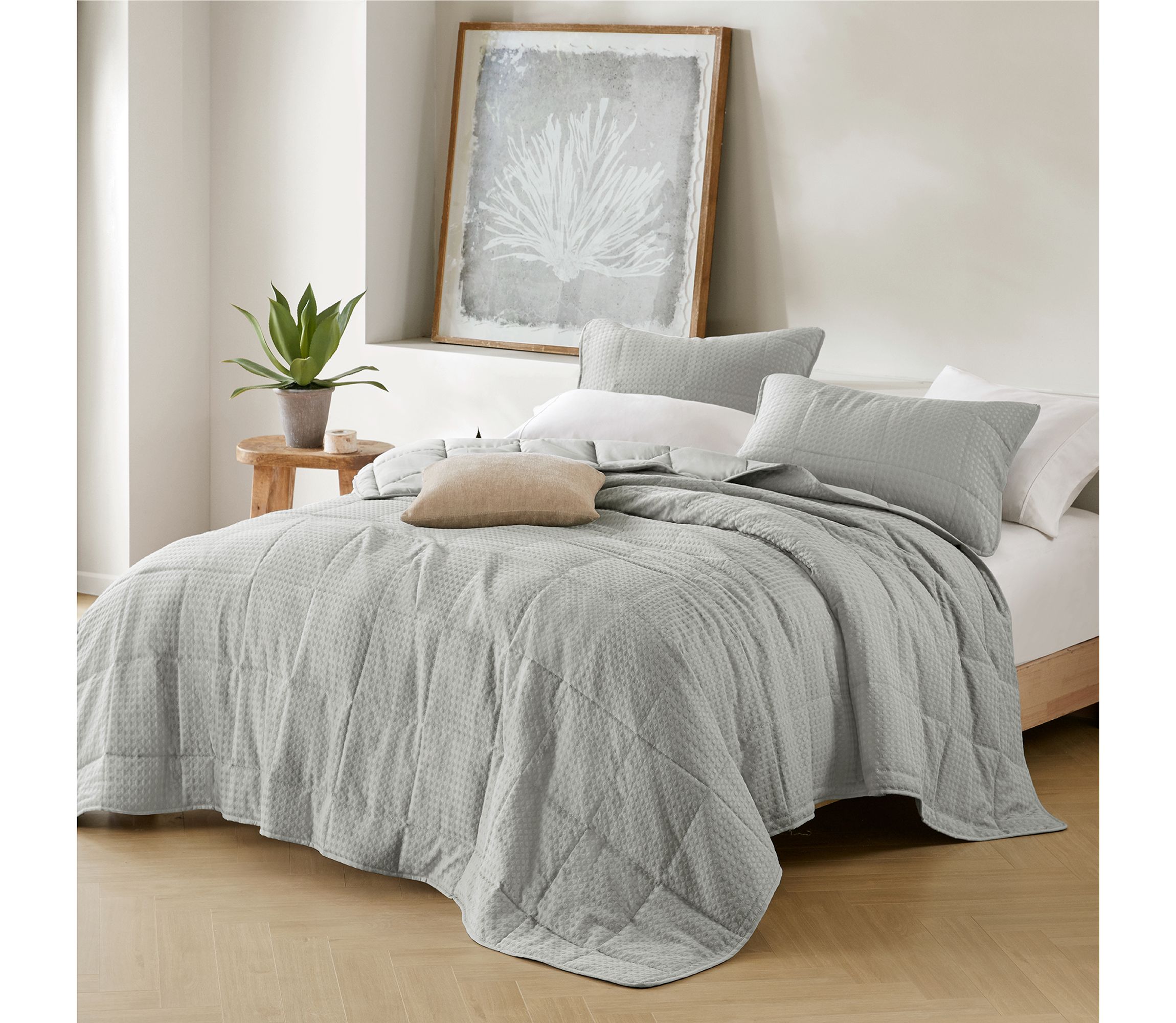 Mina Waffle Weave Textured Quilt Set