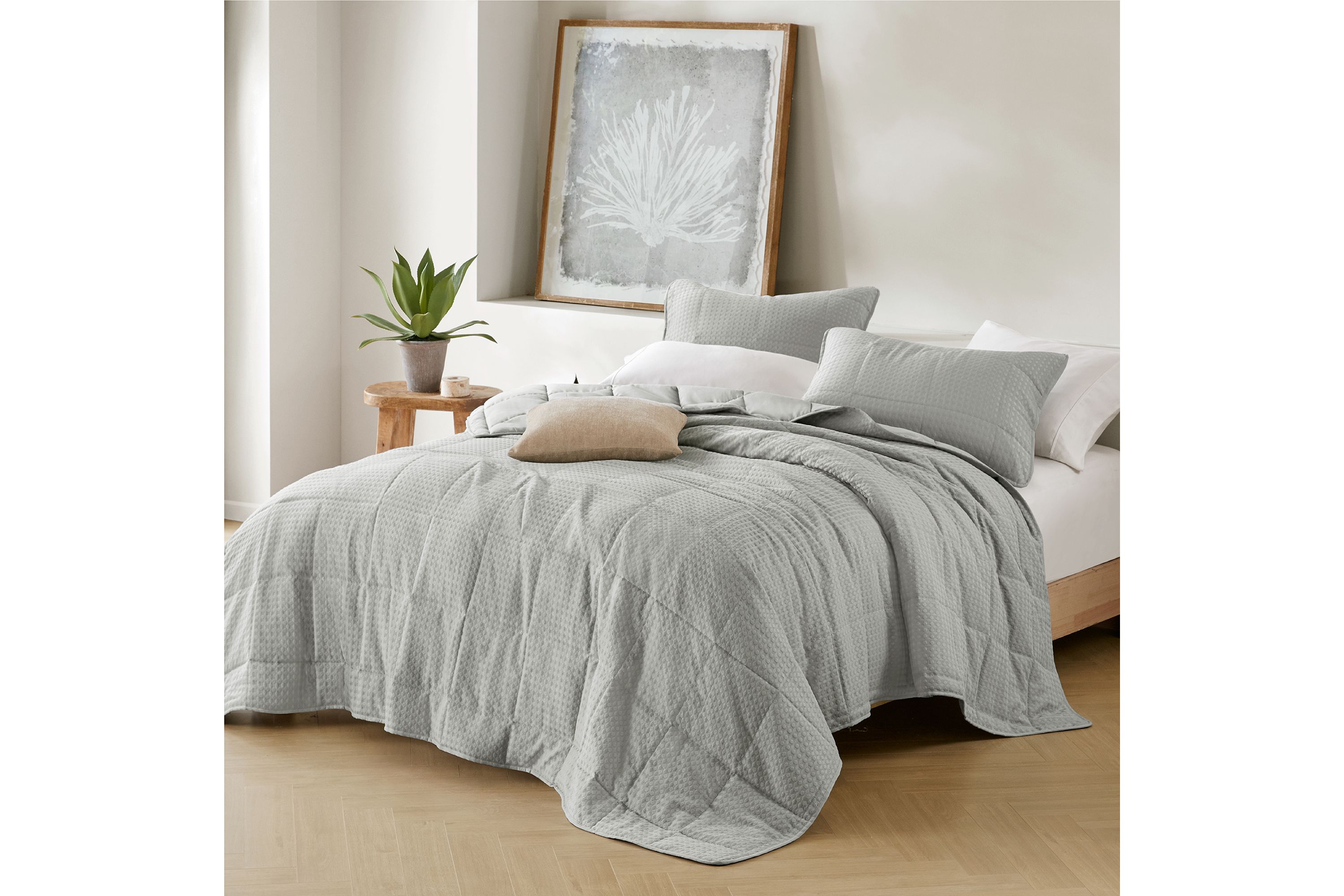 Mina Waffle Weave Textured Quilt Set