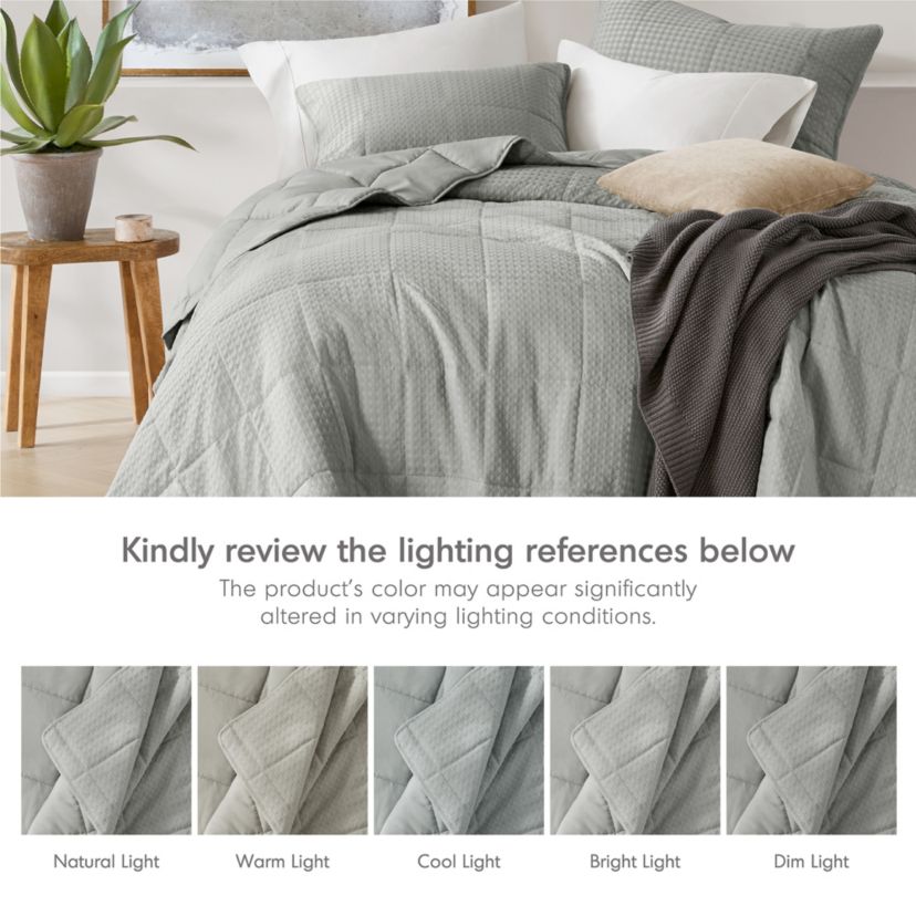 Mina Waffle Weave Textured Quilt Set