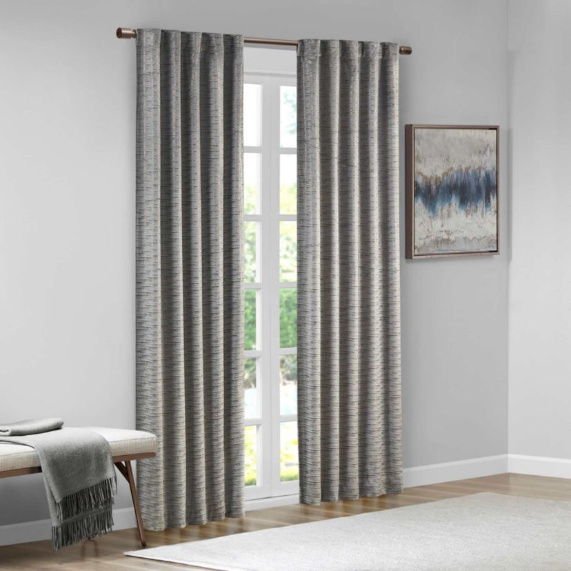 Colt Room Darkening Metallic Printed Poly Velvet Rod Pocket/Back Tab Window Panel Pair