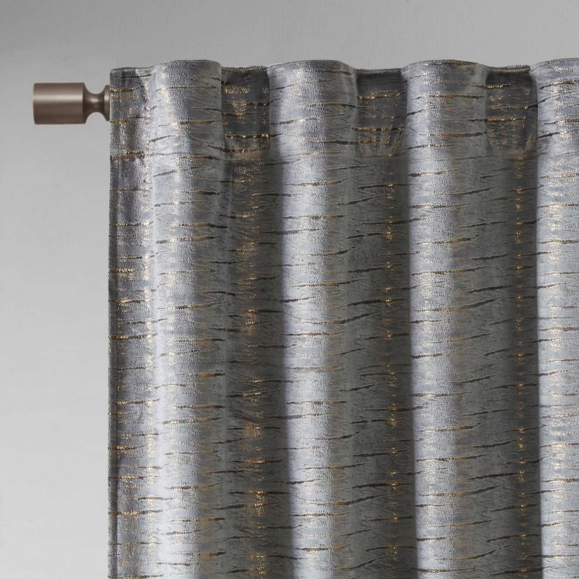 Colt Room Darkening Metallic Printed Poly Velvet Rod Pocket/Back Tab Window Panel Pair