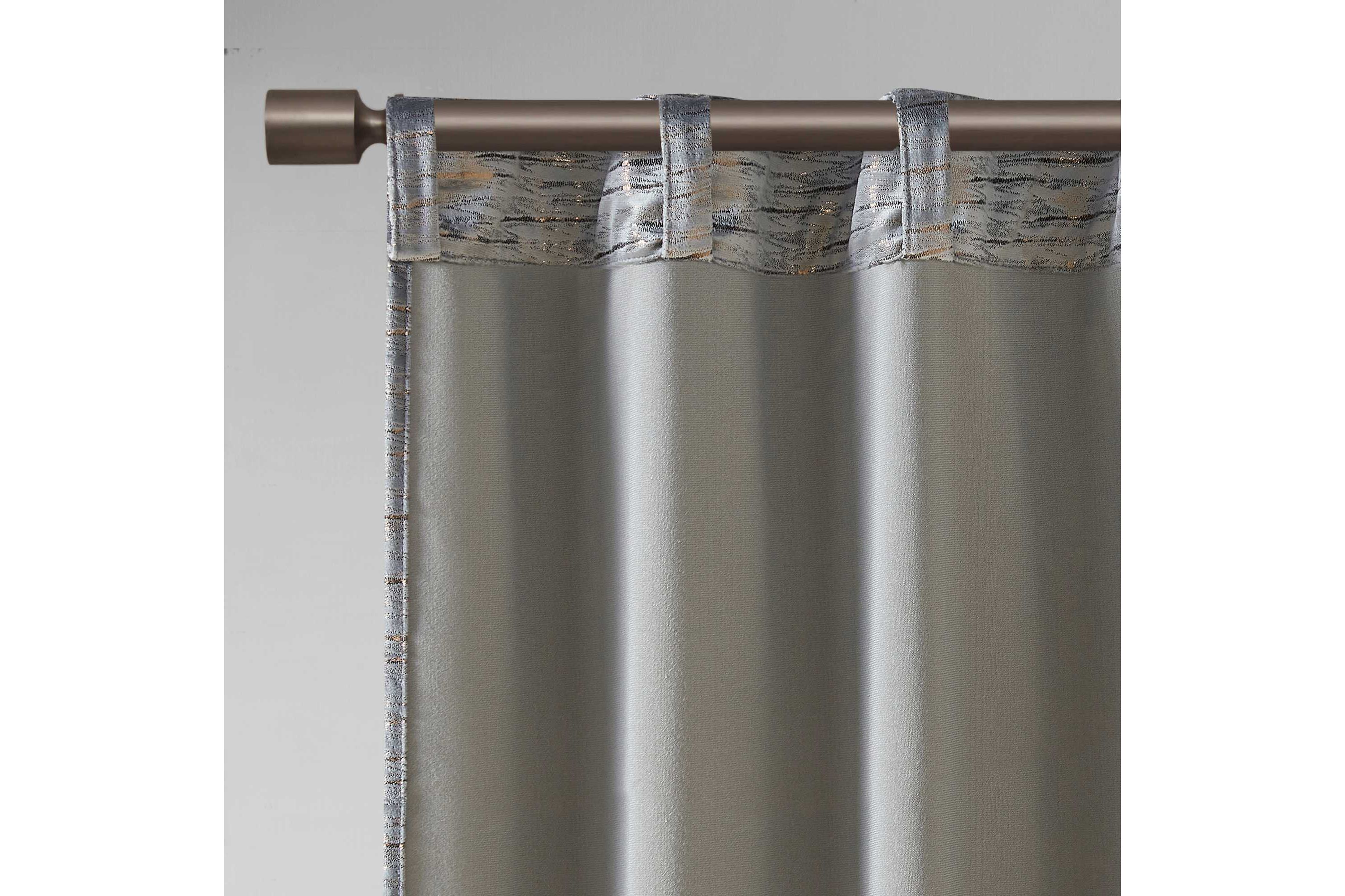 Colt Room Darkening Metallic Printed Poly Velvet Rod Pocket/Back Tab Window Panel Pair