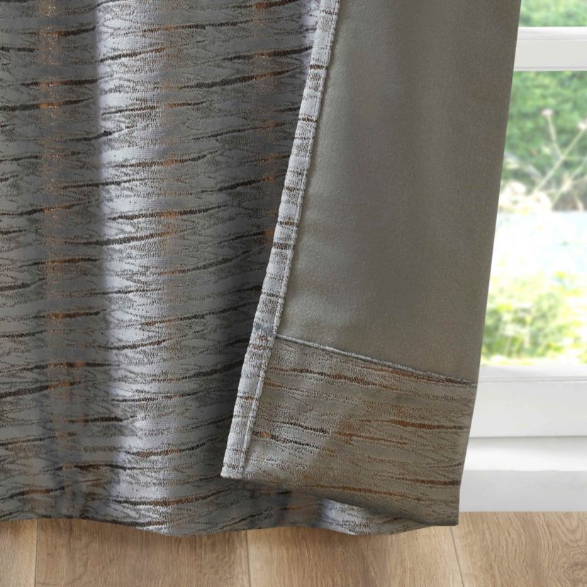 Colt Room Darkening Metallic Printed Poly Velvet Rod Pocket/Back Tab Window Panel Pair
