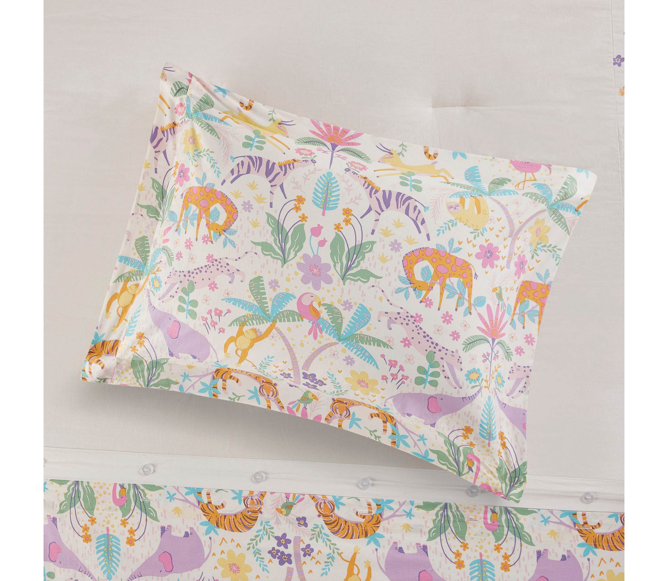 Lulu Floral Reversible Cotton Duvet Cover Set with Throw Pillow