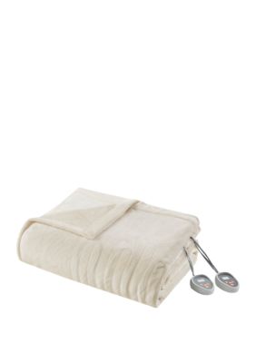 Beautyrest Heated Plush Blanket, Ivory, Twin