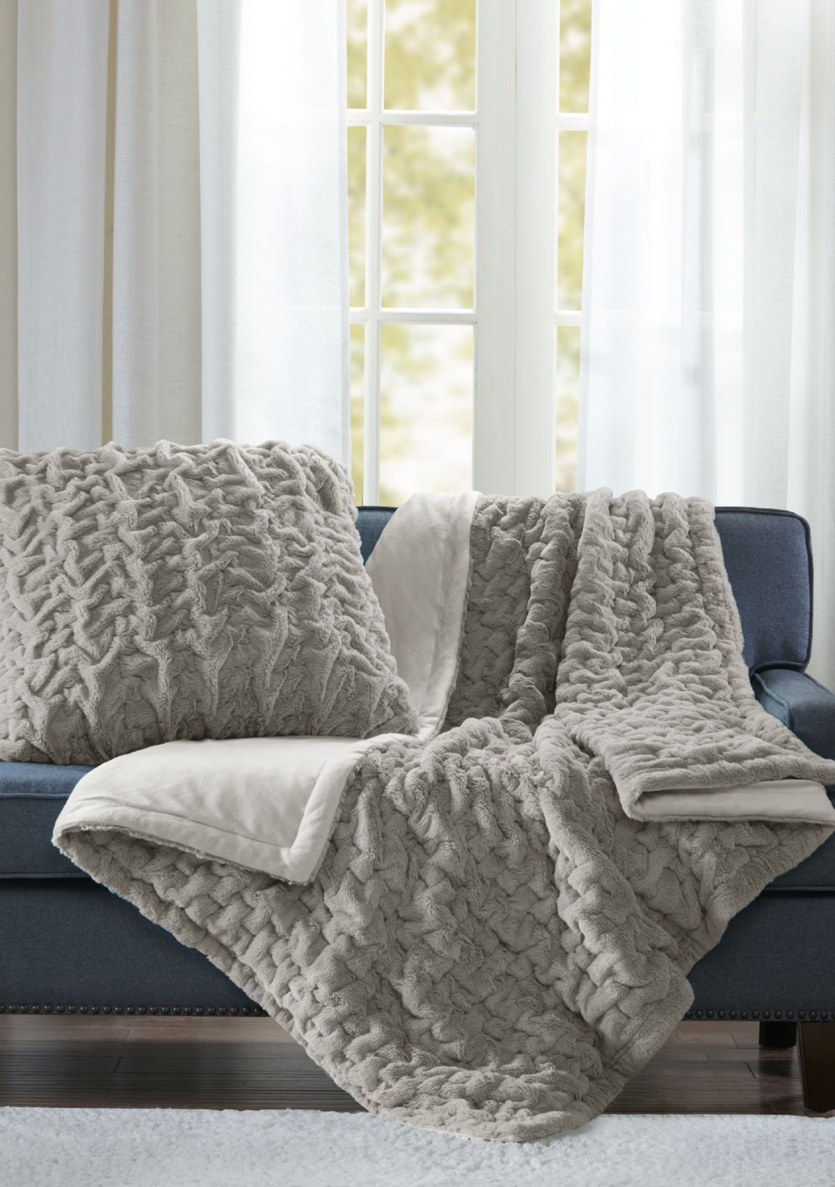 Ruched Fur Throw