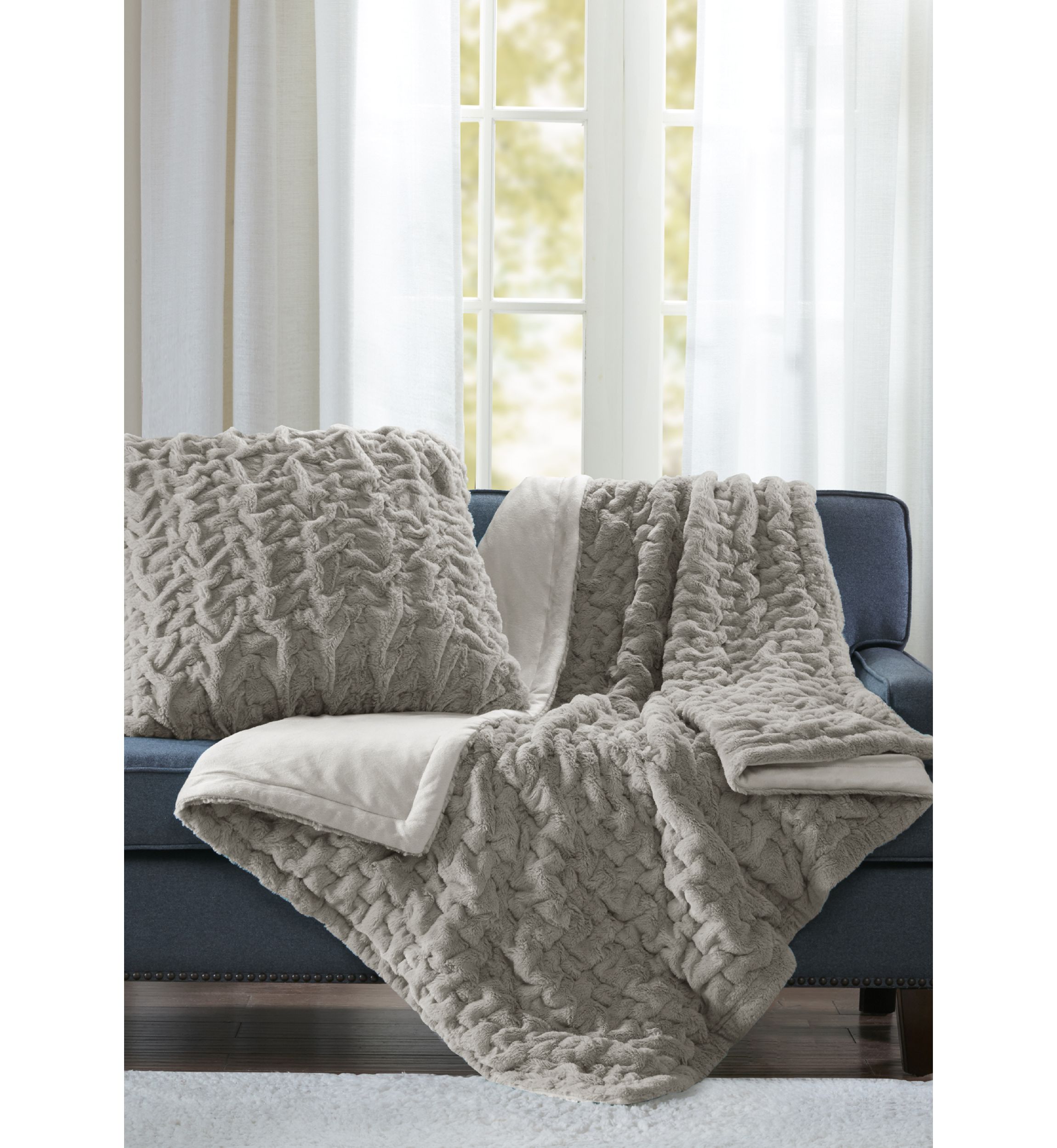 Ruched Fur Throw
