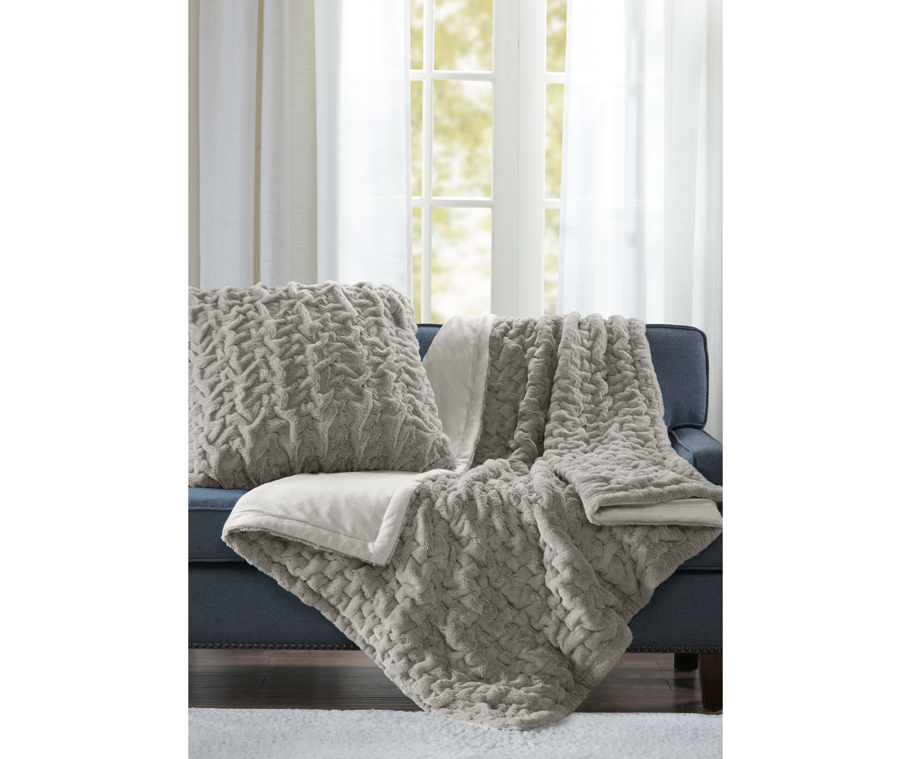Ruched Fur Throw