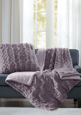 Madison Park Ruched Fur Throw, 50 x 60