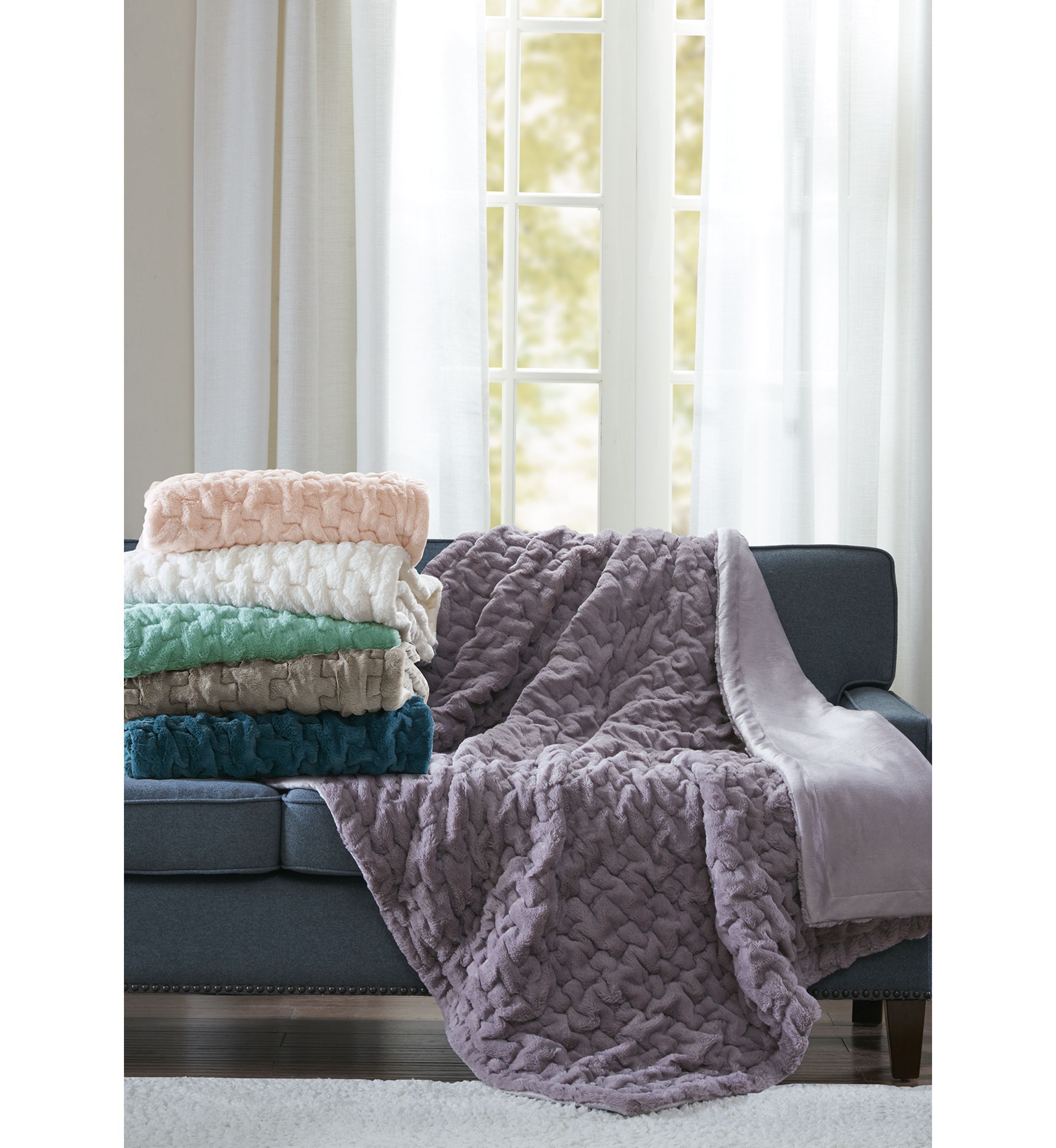 Ruched Fur Throw