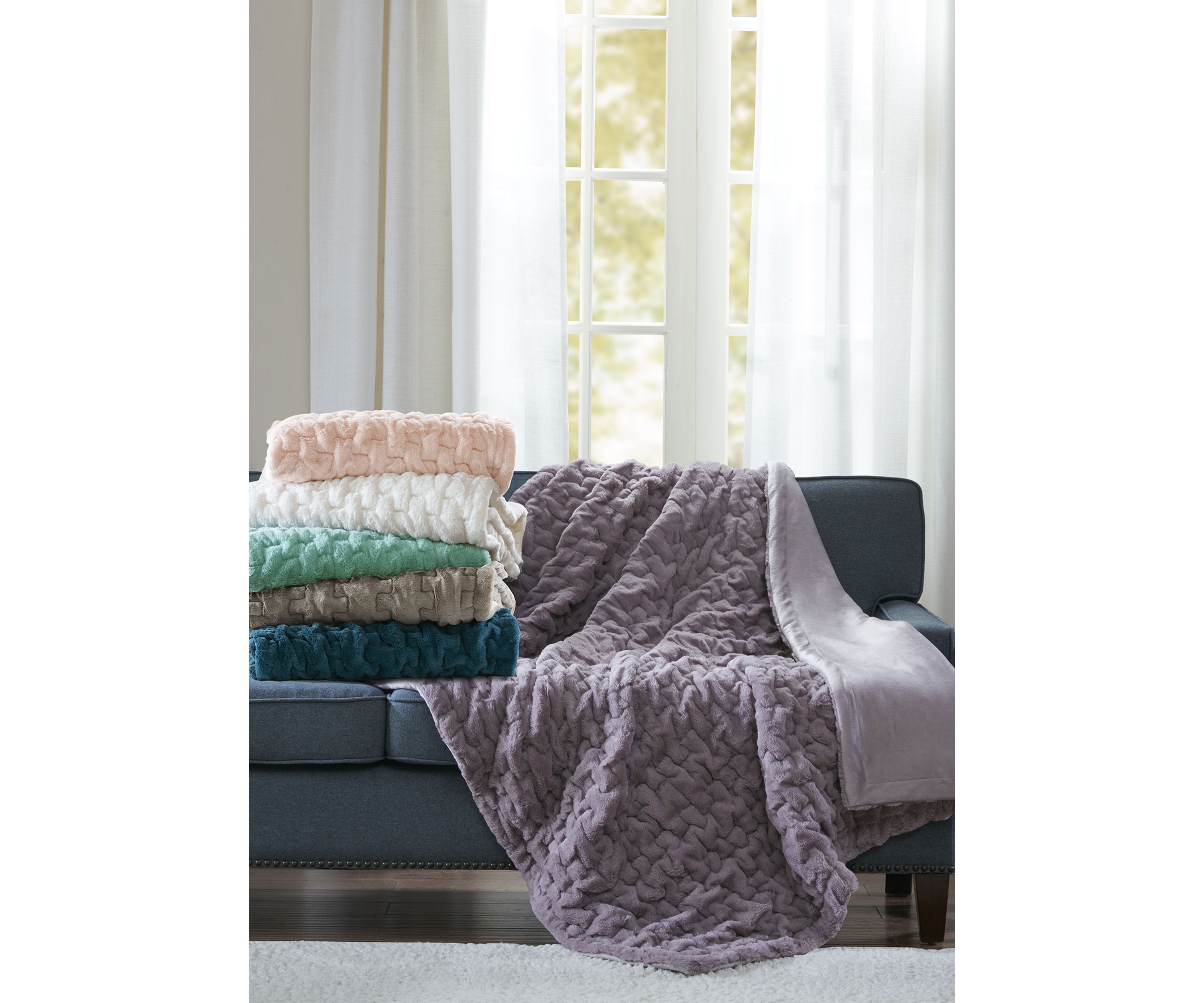 Ruched Fur Throw