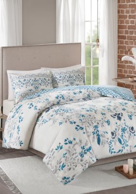 Madison Park Eden 3 Piece Cotton Printed Reversible Duvet Cover Set | belk