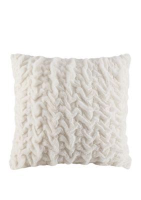 Madison Park Ruched Fur 25 in x 25 in Euro Pillow