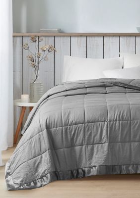 Madison Park Cambria Premium Oversized Hypoallergenic Down Alternative Blanket with 3M Scotchgard, Grey, Full/Queen