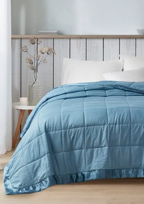Madison Park Cambria Premium Oversized Hypoallergenic Down Alternative Blanket with 3M Scotchgard, Blue, Full/Queen
