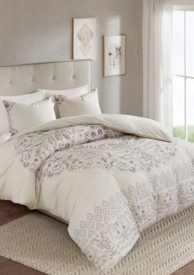 Madison Park Elise 3 Piece Cotton Printed Reversible Duvet Cover