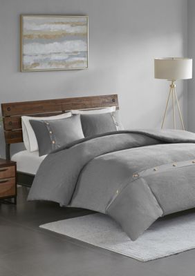 Madison Park Finley 3 Piece Cotton Waffle Weave Duvet Cover Set Belk