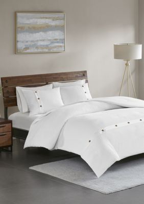 Madison Park Finley 3 Piece Cotton Waffle Weave Duvet Cover Set Belk