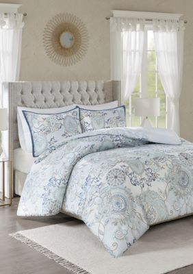 Madison Park Isla 3 Piece Cotton Printed Reversible Duvet Cover