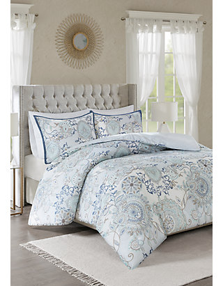 Madison Park Isla 3 Piece Cotton Printed Reversible Duvet Cover