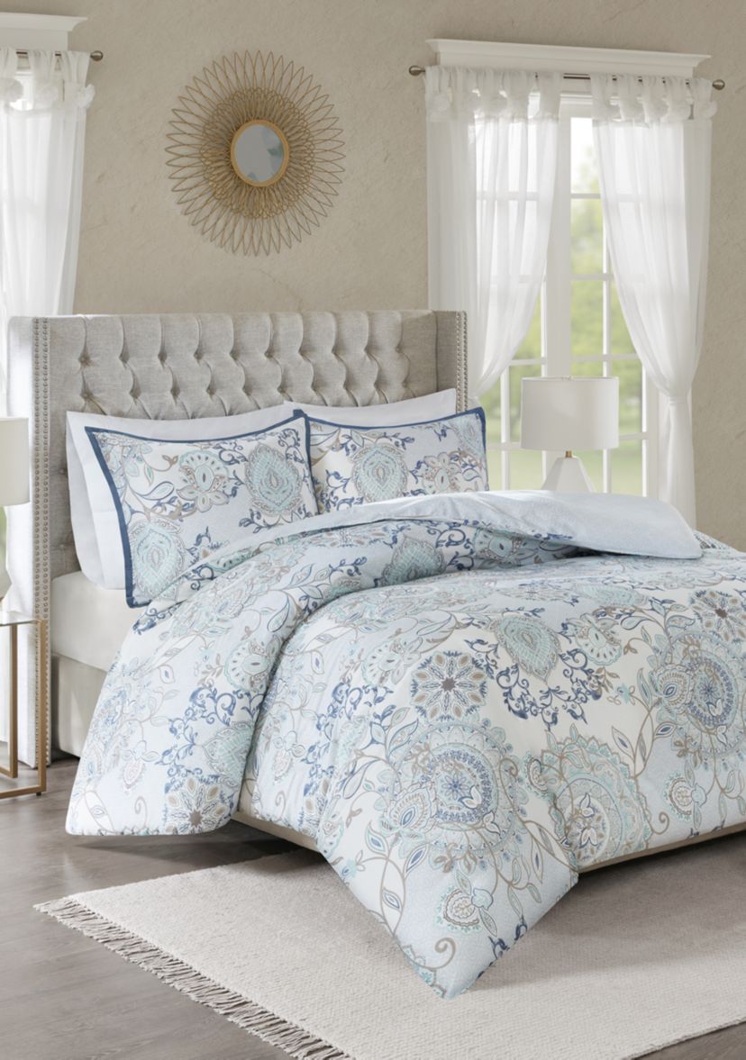 Isla 3 Piece Cotton Printed Reversible Duvet Cover Set