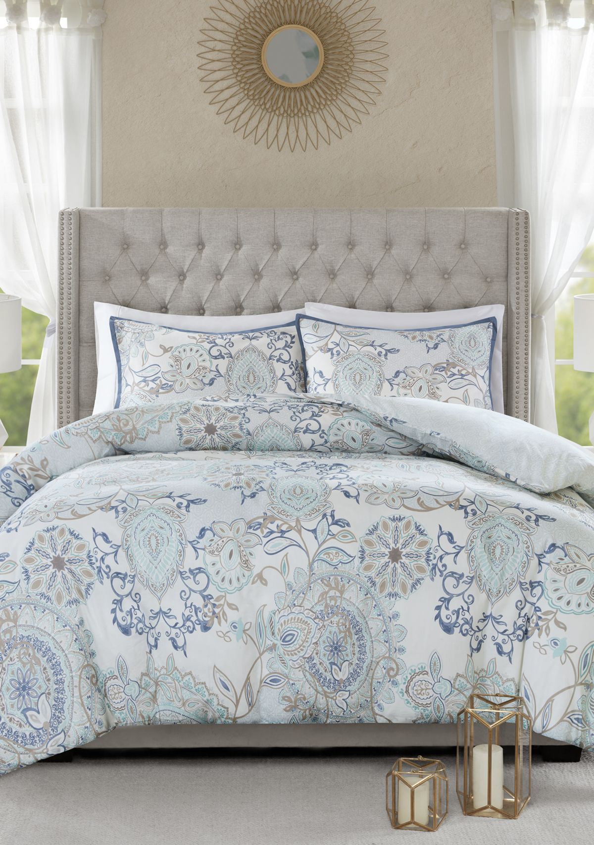 Isla 3 Piece Cotton Printed Reversible Duvet Cover Set