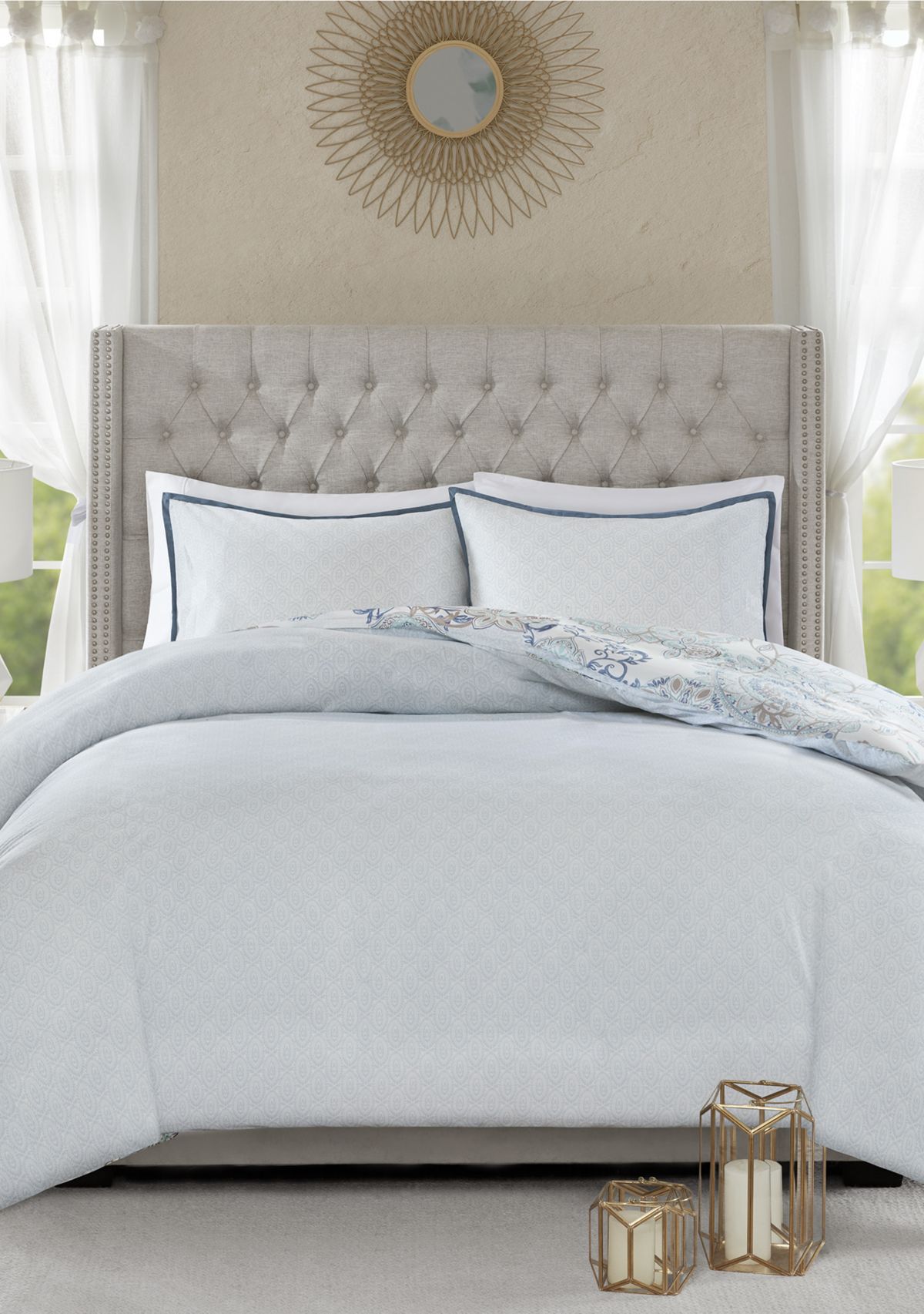 Isla 3 Piece Cotton Printed Reversible Duvet Cover Set