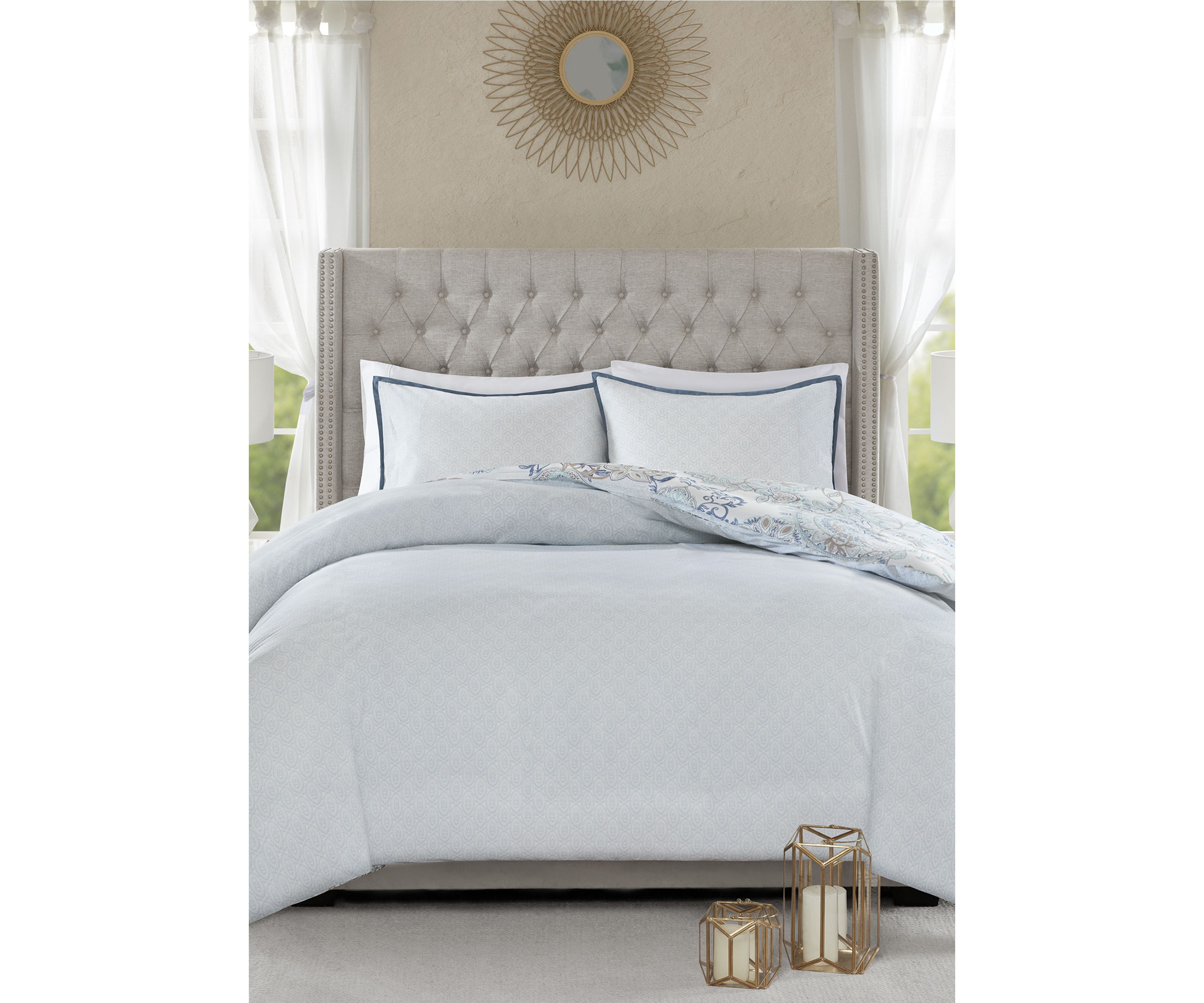 Isla 3 Piece Cotton Printed Reversible Duvet Cover Set