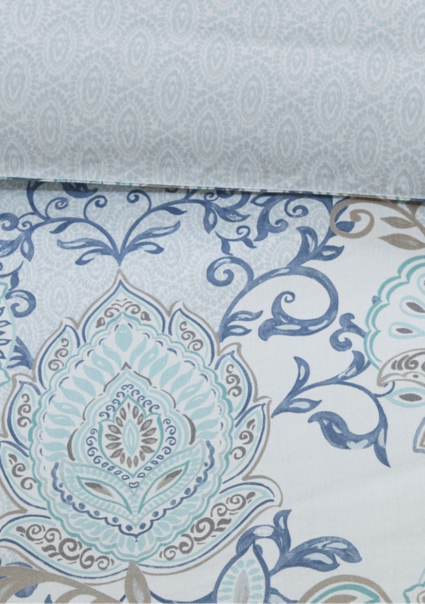 Isla 3 Piece Cotton Printed Reversible Duvet Cover Set