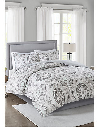 Madison Park June 3 Piece Cotton Medallion Print Duvet Cover Set