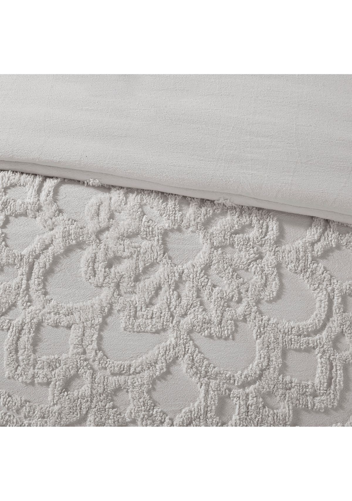 Laetitia 3 Piece Tufted Cotton Chenille Medallion Duvet Cover Set