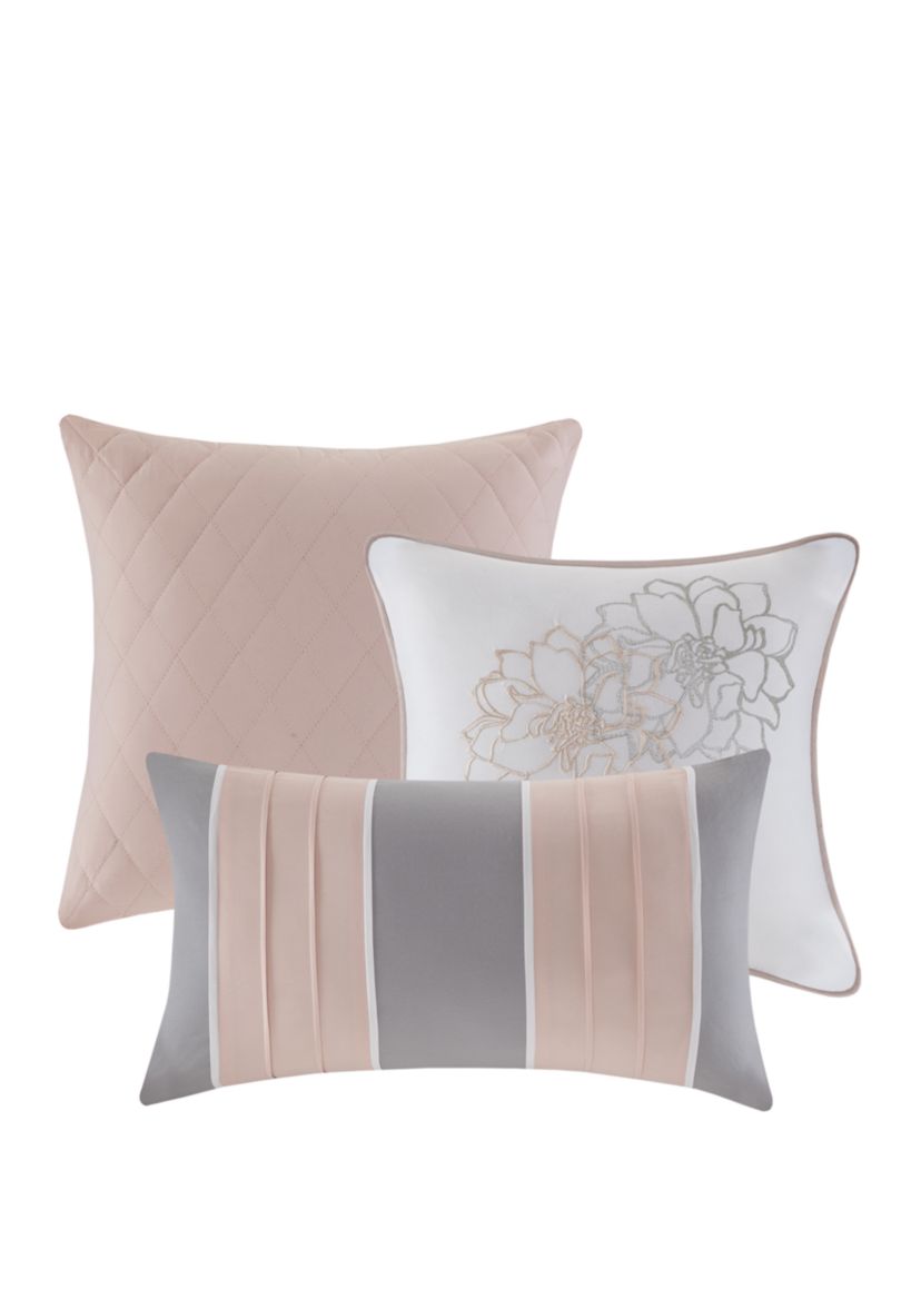 Lola Cotton Sateen Soft Floral Print 6 Piece Duvet Cover Set
