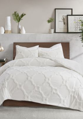 Madison Park Pacey 3 Piece Tufted Cotton Chenille Geometric Duvet