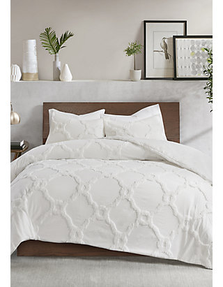 Madison Park Pacey 3 Piece Tufted Cotton Chenille Geometric Duvet