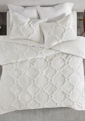 Madison Park Pacey 3 Piece Tufted Cotton Chenille Geometric Duvet