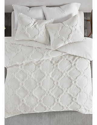 Madison Park Pacey 3 Piece Tufted Cotton Chenille Geometric Duvet
