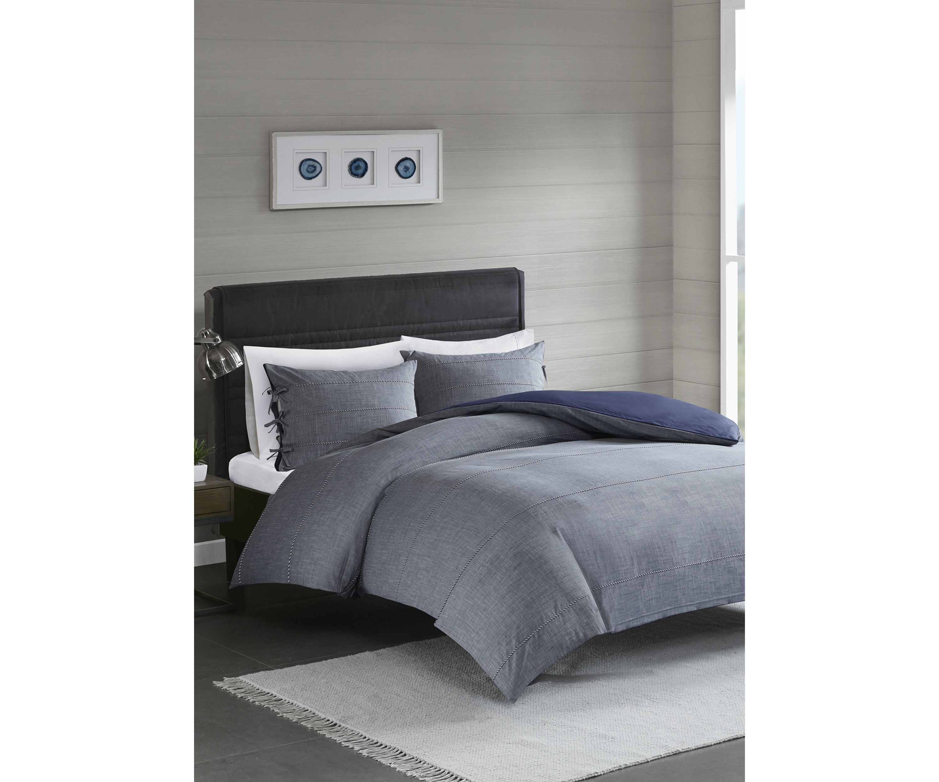 Raven 3 Piece Cotton Yarn Dye Duvet Cover Set
