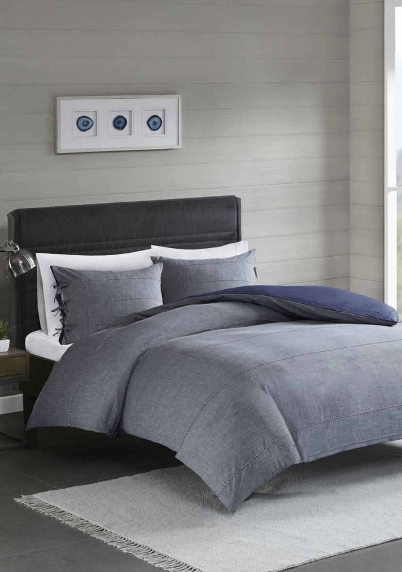 Raven 3 Piece Cotton Yarn Dye Duvet Cover Set