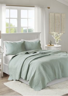 Tuscany 3 Piece Reversible Scalloped Edge Coverlet Set