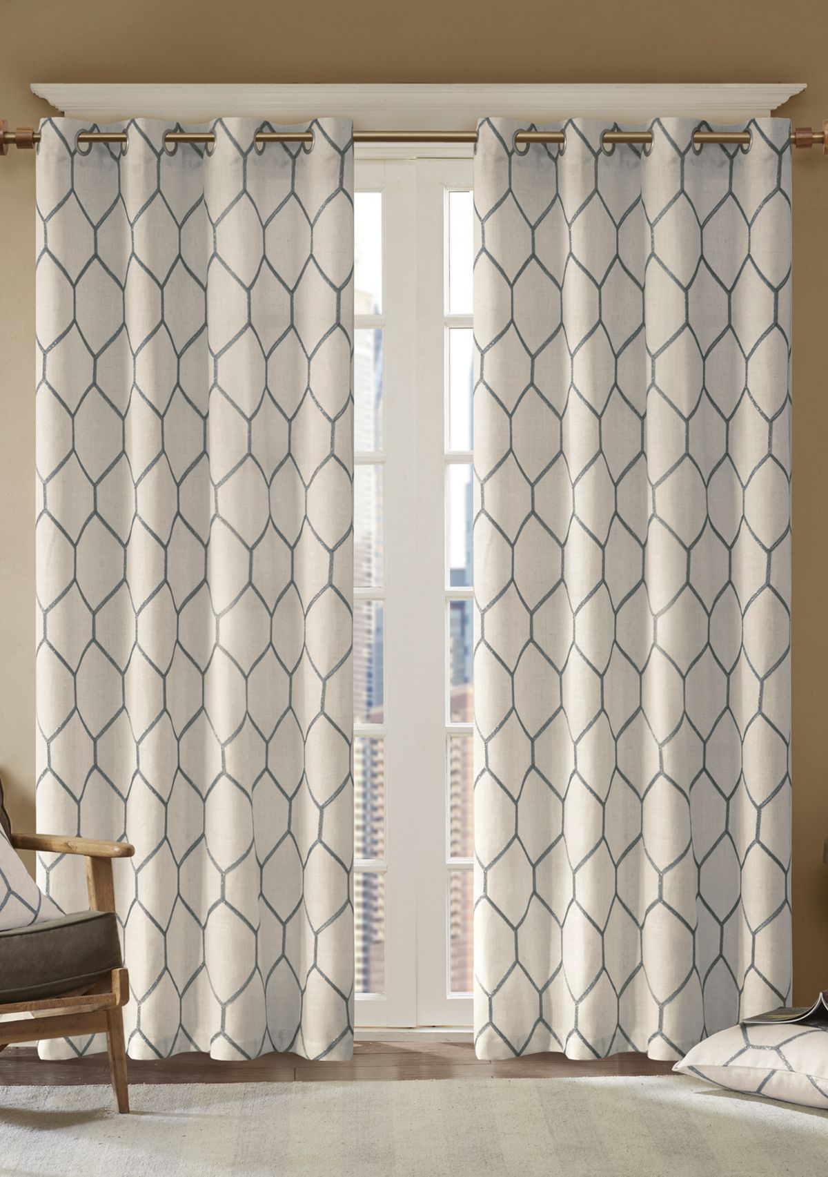 Brooklyn Metallic Geo Embroidered Window Panel