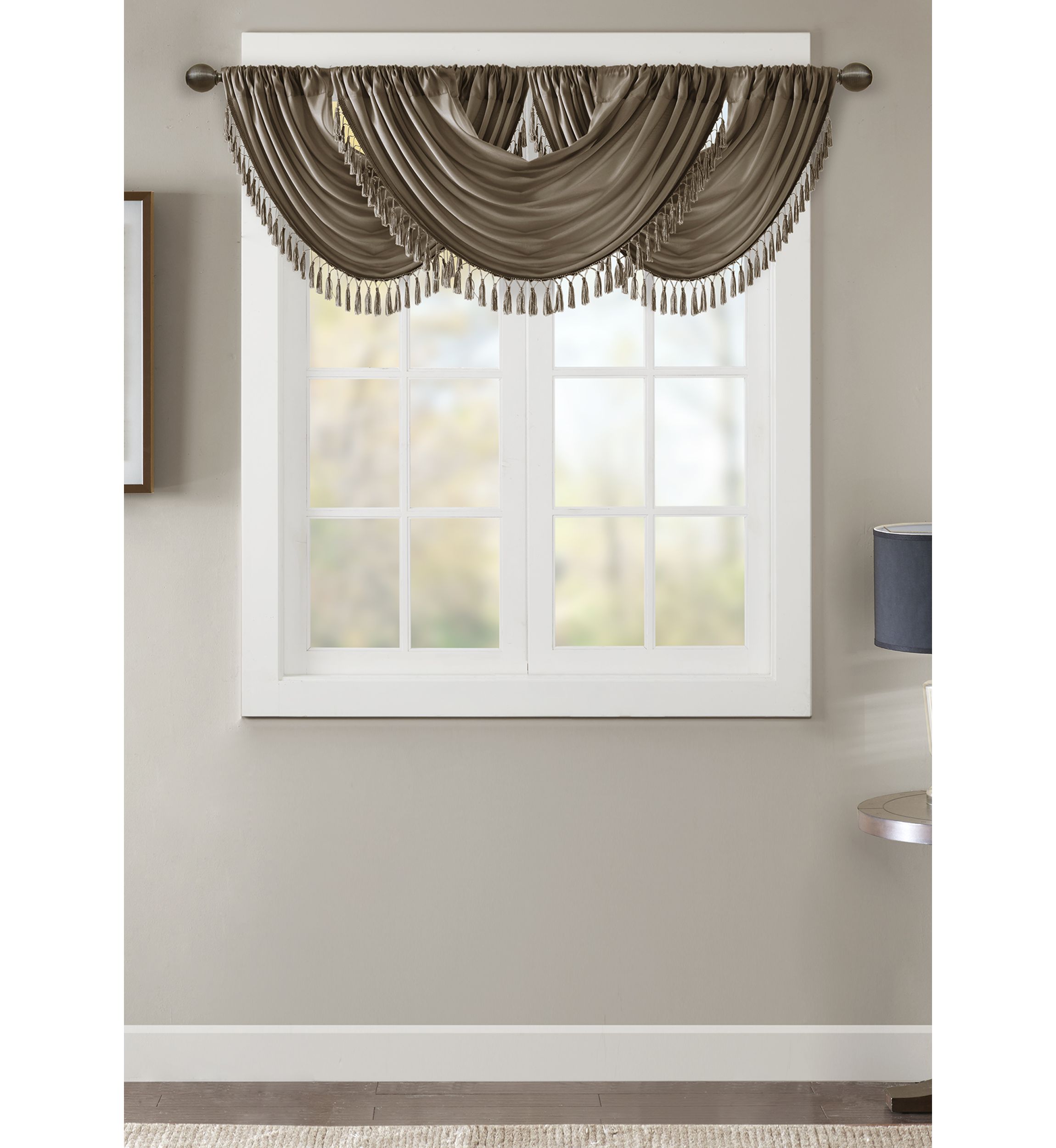 Elena Faux Silk Waterfall Embellished Valance