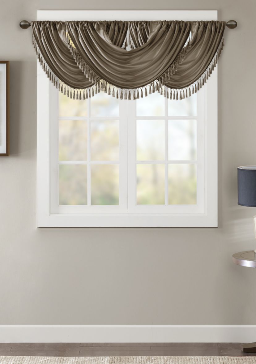 Elena Faux Silk Waterfall Embellished Valance